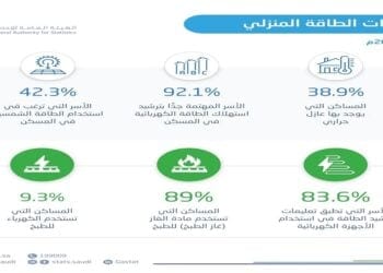 "الإحصاء" تنشر إحصاءات استهلاك الطاقة الكهربائية للقطاع السكني لعام 2023م