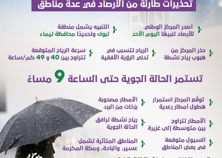 أمطار غزيرة وبرد وسيول.. تحذيرات طارئة من الأرصاد في عدة مناطق
