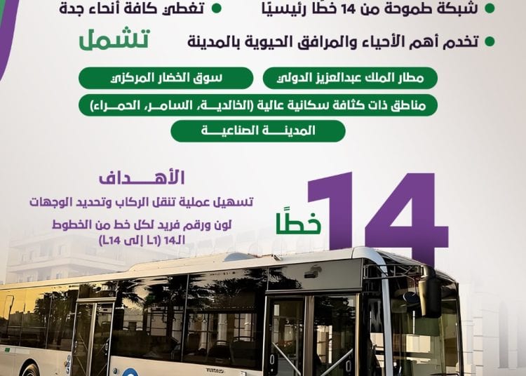جدة تطلق شبكة حافلات نقل عام موسعة