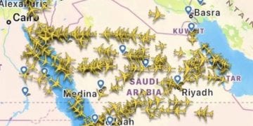 خريطة الأجواء السعودية خلال حركة الطيران الدولية