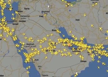 حركة الطيران العابرة للأجواء السعودية ضمن شبكة الملاحة الجوية الدولية.