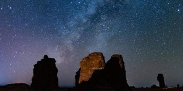 سماء العلا المرصعة بالنجوم مع تجهيزات للرصد الفلكي