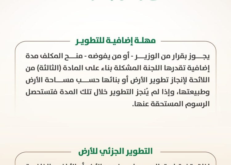 برنامج الأراضي البيضاء يوضح تطبيق رسوم الأراضي في الحالات الخاصة