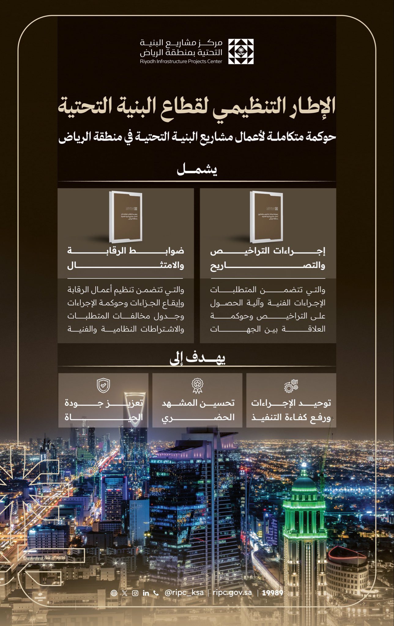 مركز مشاريع البنية التحتية بالرياض يعلن مبادرة الإطار التنظيمي لتراخيص المشاريع