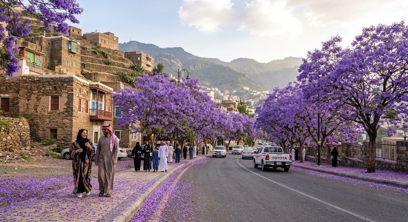 الجاكرندا في عسير وشوارعها