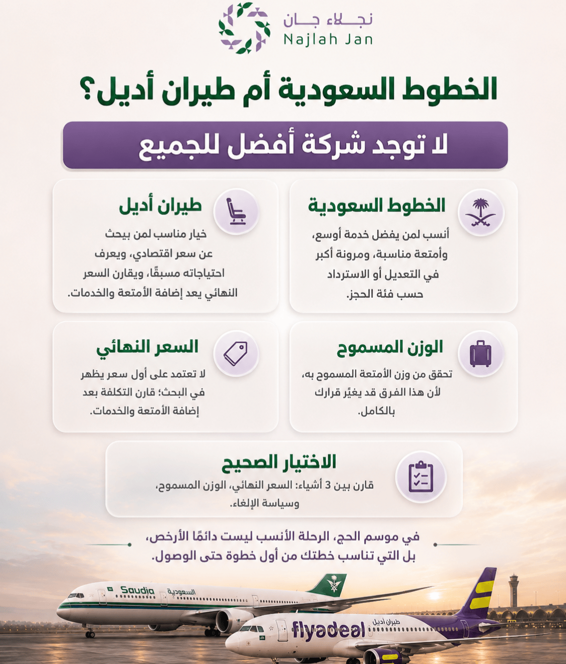 انفوجراف الخطوط السعودية أم طيران أديل