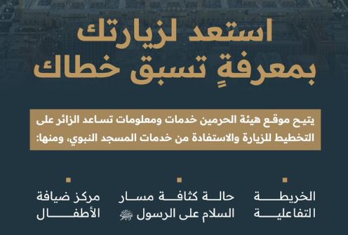خدمات مرافق المسجد النبوي الرقمية عبر الموقع الإلكتروني