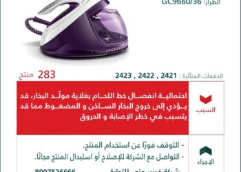 توقف فوراً عن استخدام المنتج.. التجارة تستدعي283 مكواة بخار PHILIPS
