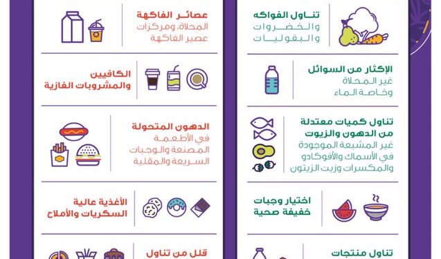 تناول الفواكه وتجنب الكافيين.. صحة جدة توضح الاختيارات الصحية للغذاء