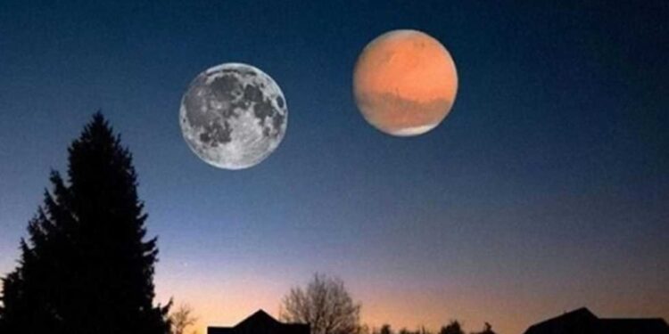 ظاهرة فلكية مميزة.. اقتران القمر الأحدب والمريخ اليوم