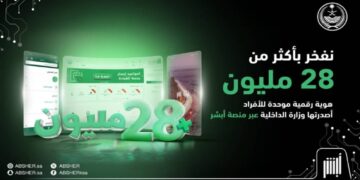 عبر منصتها الإلكترونية "أبشر".. وزارة الداخلية تعلن تجاوز عدد الهويات الرقمية 28 مليونًا