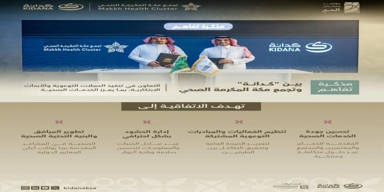 تجمع مكة الصحي يوقع مذكرة تفاهم مع شركة كدانة لتعزيز التوعية الصحية لضيوف الرحمن والمجتمع
