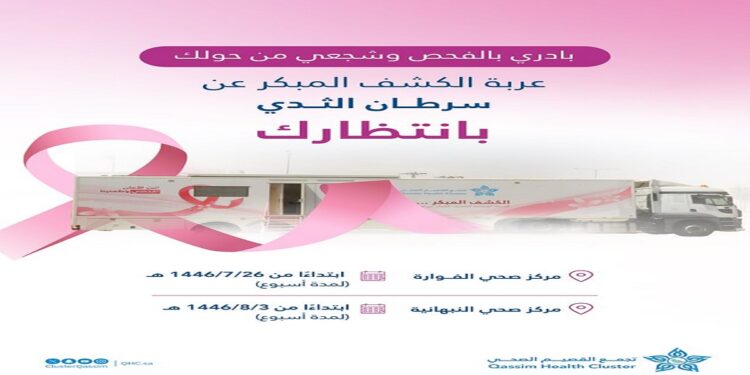 الحملة تستمر لمدة أسبوع.. تجمع القصيم الصحي يدعو السيدات للمبادرة بالفحص المبكر لسرطان الثدي