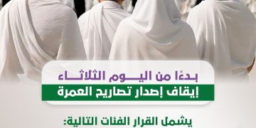 بدءا من اليوم الثلاثاء.. إيقاف إصدار تصاريح العمرة