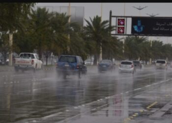 تساقط أمطار على محافظة تيماء
