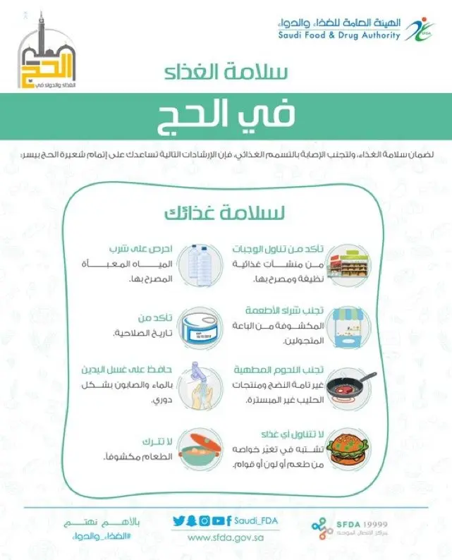 دليل الوقاية من التسمم الغذائي بالحج