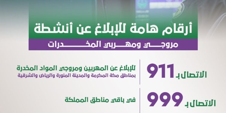 أرقام هامة للإبلاغ عن أنشطة مروجي ومهربي المخدرات
