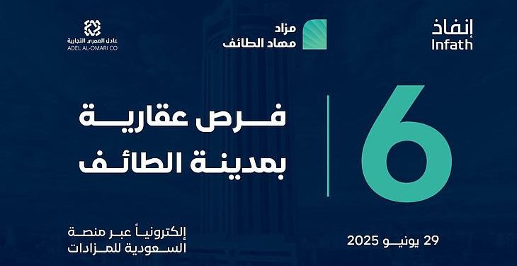 مزاد مهاد الطائف.. 6 فرص عقارية مميزة للبيع تحت إشراف مركز إنفاذ