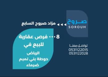 صروح العقارية تطلق مزادها السابع بـ 8 فرص استثمارية متنوعة في الرياض وحوطة بني تميم