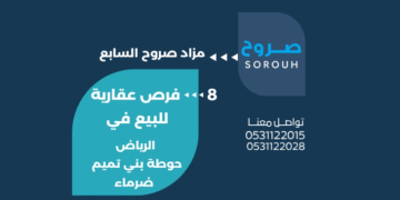 صروح العقارية تطلق مزادها السابع بـ 8 فرص استثمارية متنوعة في الرياض وحوطة بني تميم