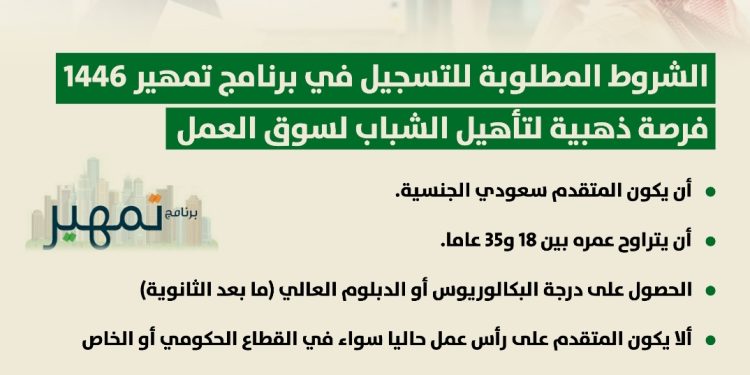 بالانفوجراف.. الشروط المطلوبة للتسجيل في برنامج تمهير 1446