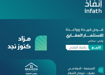 انطلاق مزاد كنوز نجد اليوم بـ6 فرص عقارية في المجمعة والدوادمي وعفيف