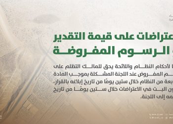 آلية الاعتراض على قيمة رسوم الأراضي البيضاء المفروضة