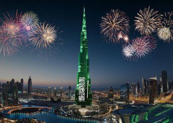برج خليفة يحتفي باليوم الوطني السعودي بعرض استثنائي