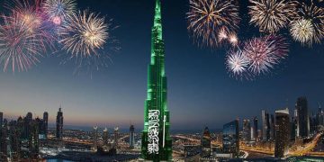 برج خليفة يحتفي باليوم الوطني السعودي بعرض استثنائي