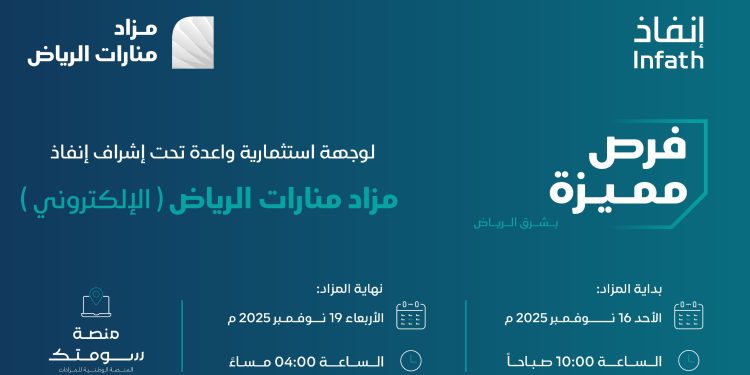 انطلاق مزاد منارات الرياض الإلكتروني.. 17 فرصة عقارية مميزة في أحياء استراتيجية