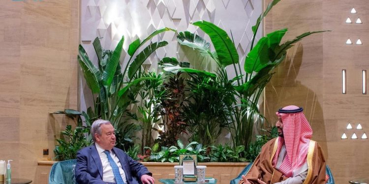 ولي العهد يلتقي الأمين العام للأمم المتحدة
