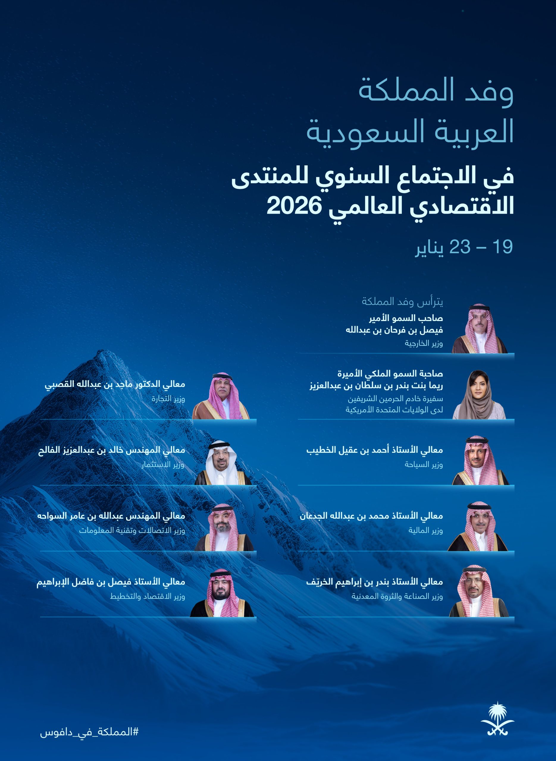 بوفد وزاري رفيع.. المملكة تشارك في المنتدى الاقتصادي العالمي 2026 بدافوس