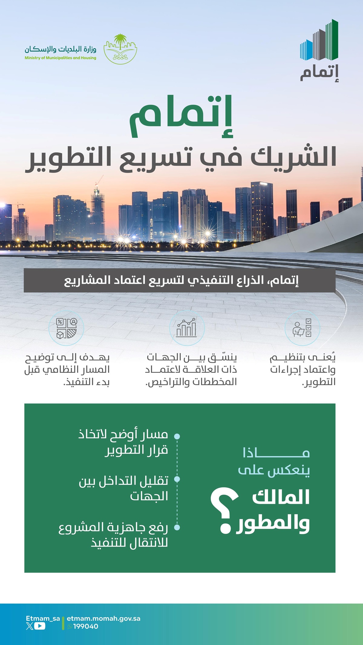 مركز إتمام يسرّع تطوير الأراضي البيضاء داخل النطاقات العمرانية بالمملكة