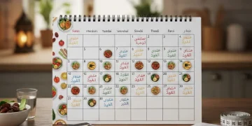 جدول رجيم رمضان لإنقاص 10 كيلو