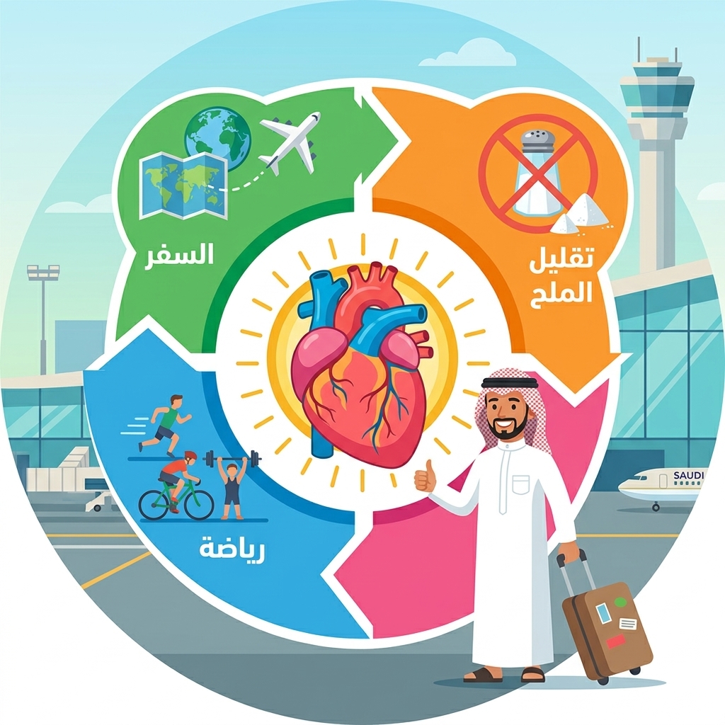 انفوجراف عن السفر وصحة القلب