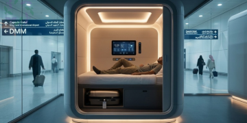 كبسولات النوم في مطار الملك فهد.