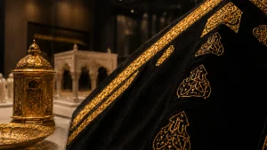 قاعة عرض داخل معرض عمارة الحرمين الشريفين تضم نماذج ومقتنيات تاريخية